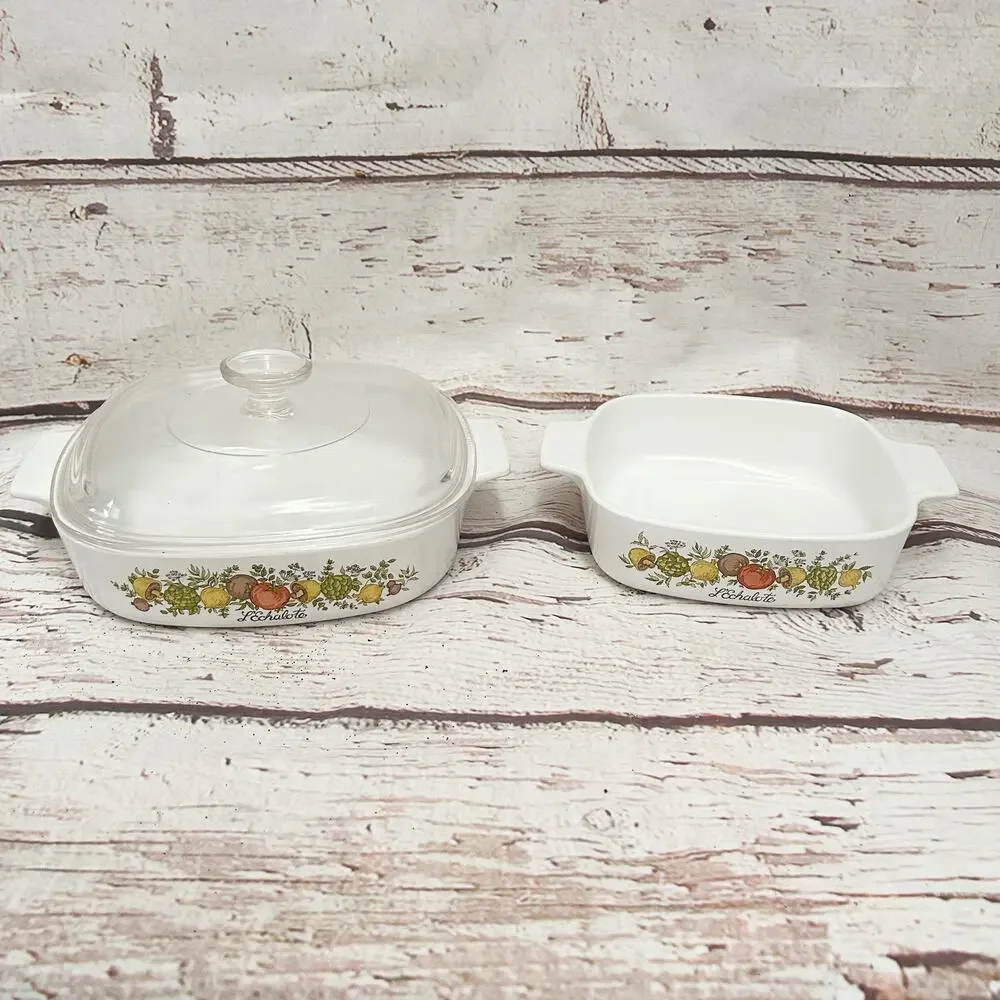 CORNING WARE Vintage Spice O' Life L'Échalote Casserole Dish Set 1.4L & 1 Quart